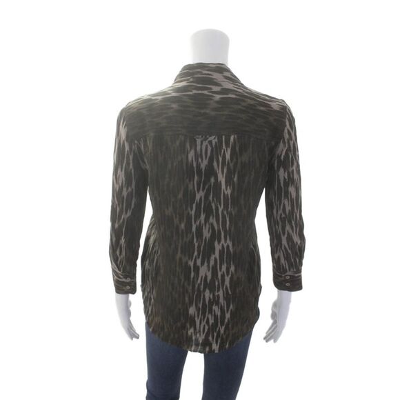 L'Agence Womens Printed Collar Long Sleeve Button Down Shirt Brown Size S - Picture 3 of 7